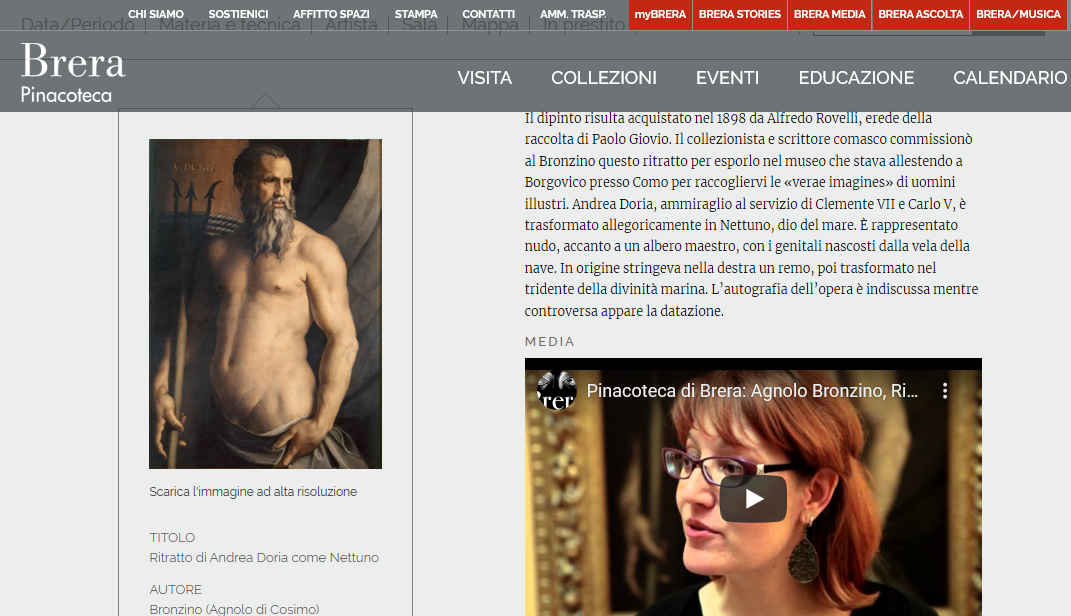 Bronzino_Andrea Doria Narrazione Bronzino/Andrea Doria sul sito web della Pinacoteca di Brera